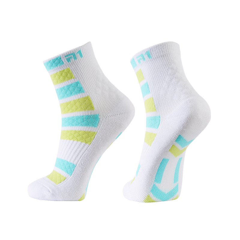 Taan Children's Badminton Sports Socks, Thickened Terry Cotton Socks, T609 White Fluorescent Green, 2 Pairs