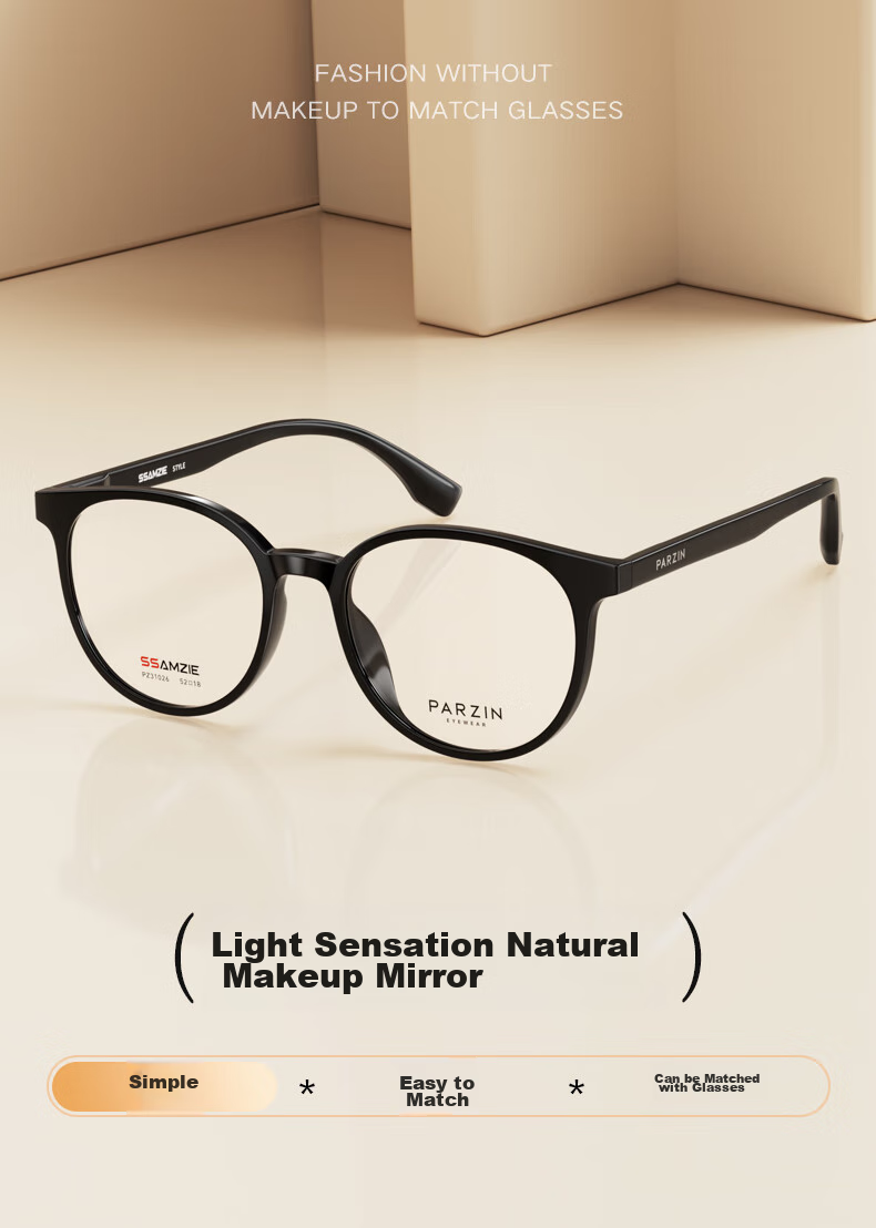 PARZIN Myopia Glasses Frame, Fashionable Round Frame for Men And Women, Lightweight Plain Glasses, Can Be Fitted with Prescription Lenses, 31026 1