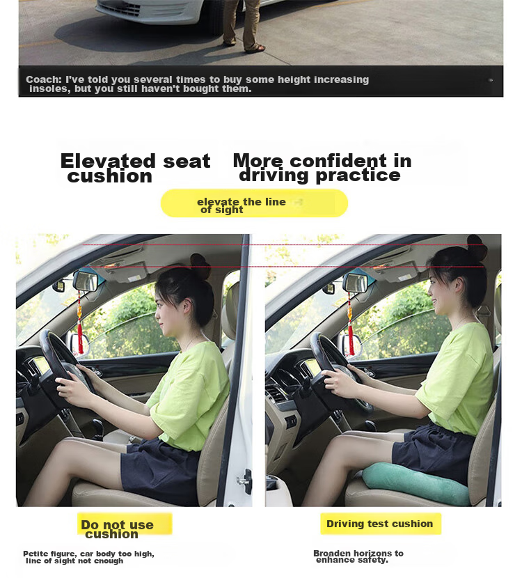 Buleishen Car Seat Cushion, Height-Increasing Pad, All-Season Ventilated Seat Cover, Lumbar Support, for Driving Practice, Car Exam, Anti-Slip Mat 4