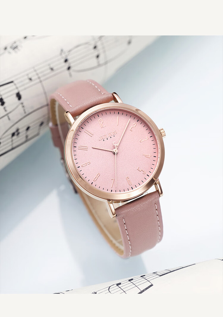 Julius Women's Watch, Fashionable Korean Style, Casual Large Dial Quartz Waterproof Ladies Watch for Students And Women, Pink JA-1017D 3