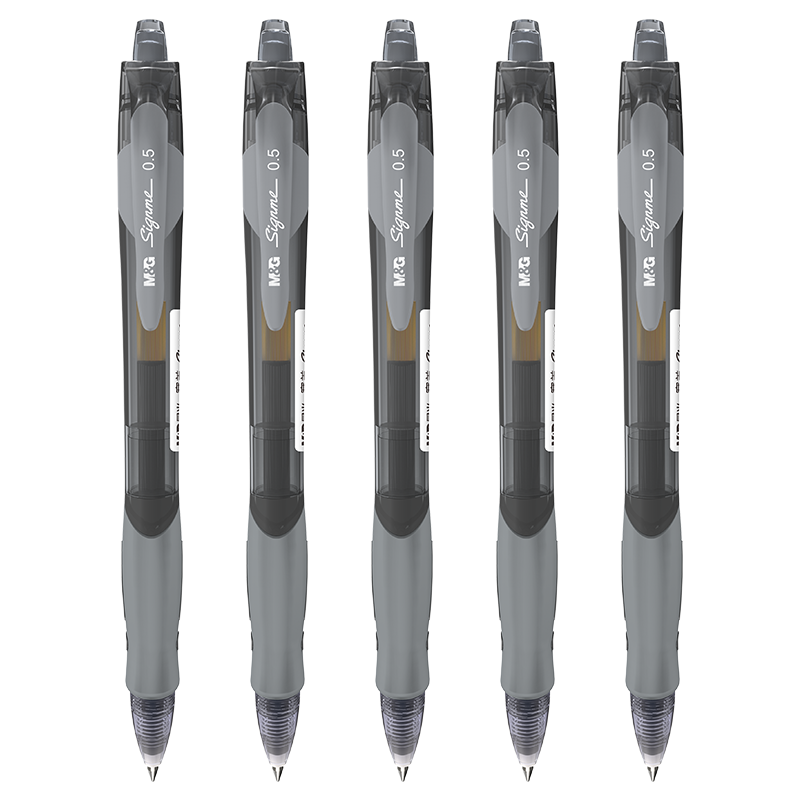 M&G Stationery GP1008 Retractable Gel Pen for Students, 0.5mm Black Ink, Signature Pen, Business Bullet Tip, Exam-Specific Pen, High-Quality Office Supplies, Black, 30 Pens/Box