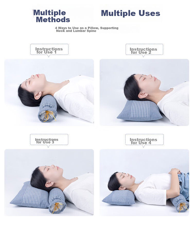 Shuguoyu Cervical Pillow, Round Candy Pillow, Adult Comfortable Sleep Pillow, Cassia Seed, Lavender Buckwheat Hull Pillow Core, Hard Pillow 6