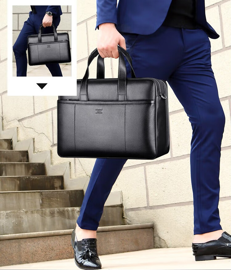 SEPTWOLVES Briefcase for Men, Top-Grain Leather Business Shoulder Crossbody Large Capacity 15.6-Inch Laptop Handbag, Holiday Gift 15