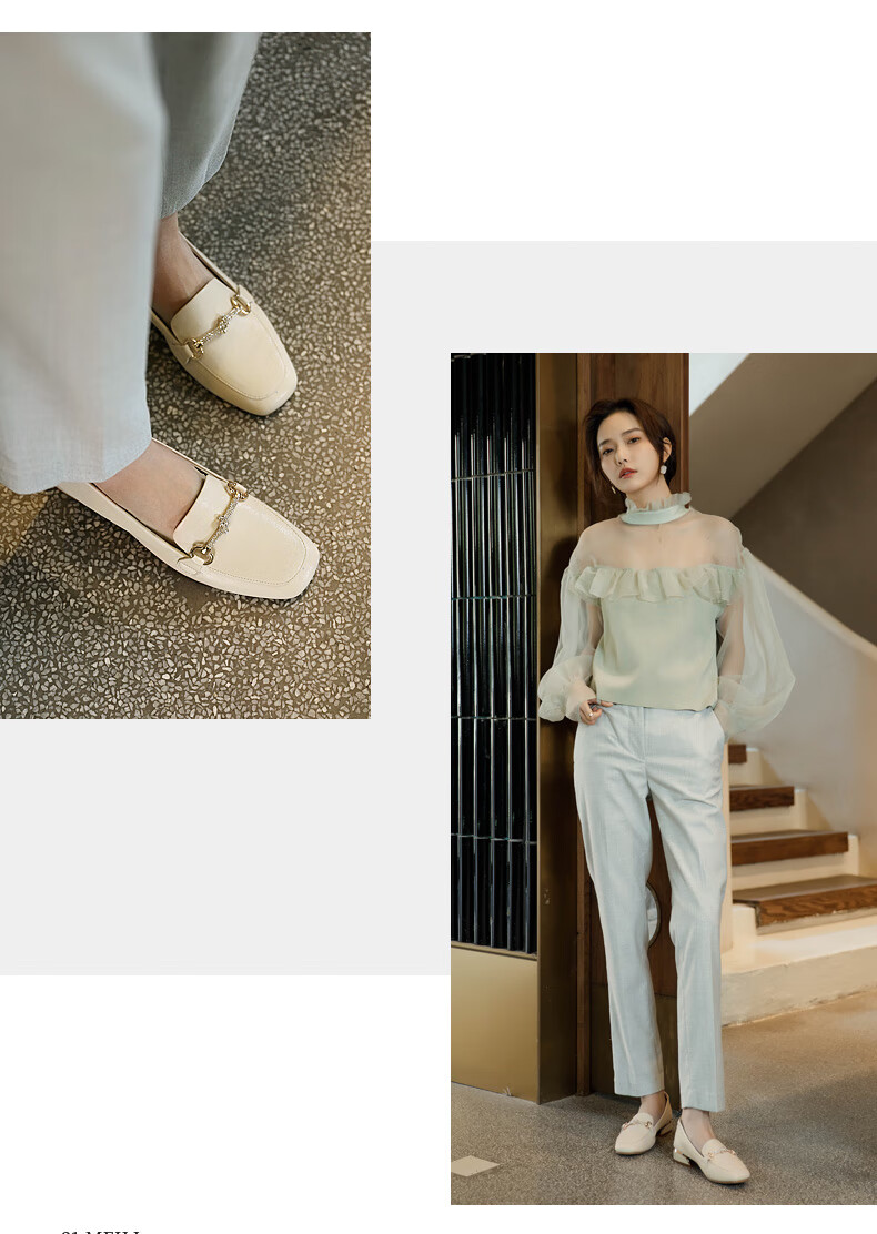 DAPHNE Women's Leather Shoes, Spring And Autumn Slip-On Loafers, Flat-Bottomed British Style Penny Loafers, Women's Flats, Beige, Size 37 10