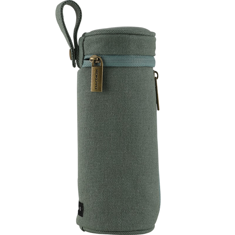 KOKUYO Yimi Xinchun, Large Capacity Cylinder Pencil Case, Double-Sided Zipper, Green, 1 Piece, WSG-PCS262NG