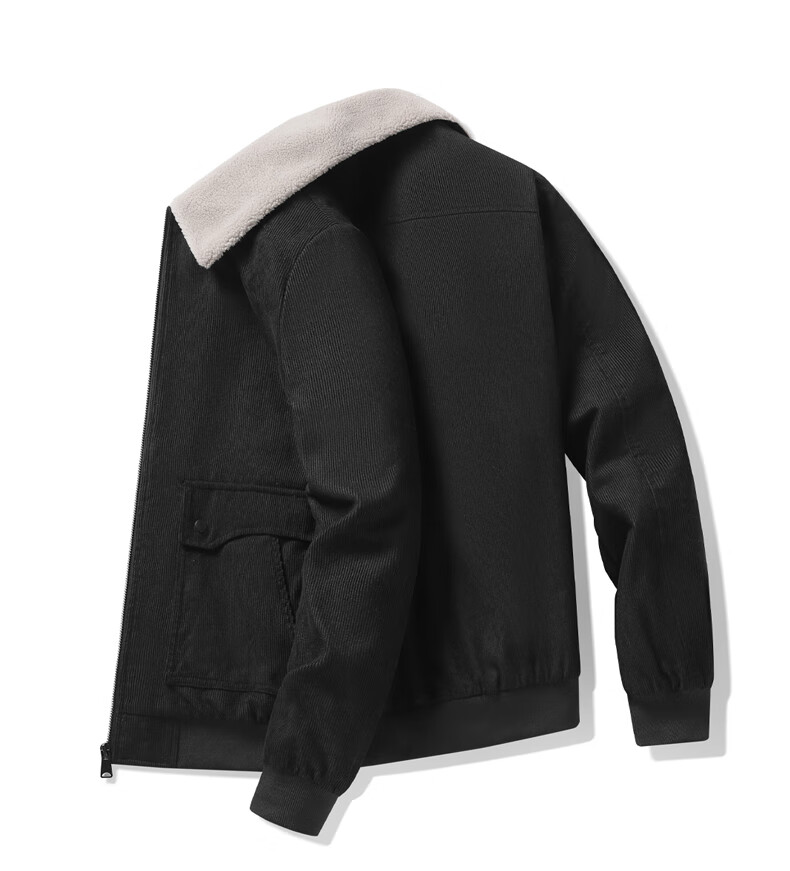 MiiOW Men's Jacket Autumn Winter Casual Windproof Retro Warm Lapel Versatile Black 2XL 15