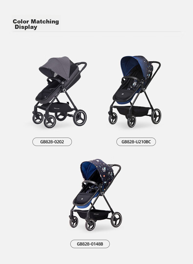 Gb Cloud View Two-Way Lightweight High Landscape Stroller, Can Sit Or Lie Down, Baby Carriage for Outings, Dark Gray 10