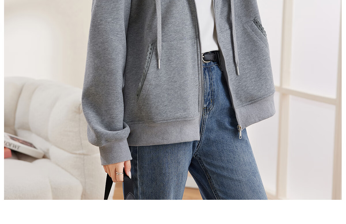 Halo Queen Women's Sweatshirt Jacket with Fashionable Letter Print, Casual Comfortable Loose-Fitting Student Sweatshirt H13KF2141 59