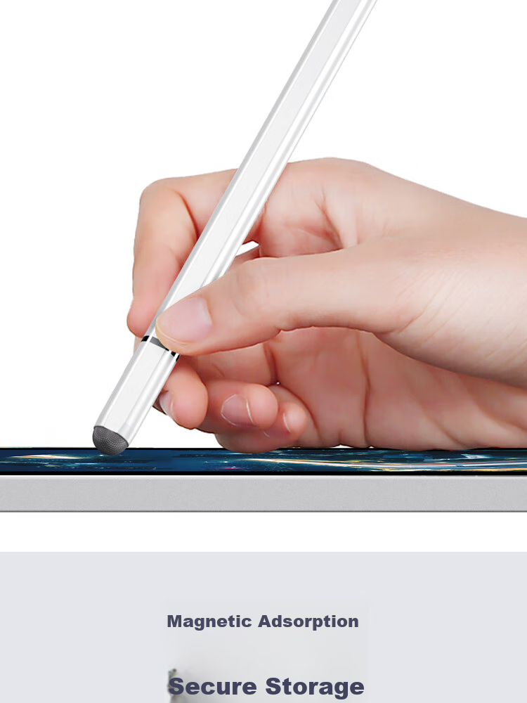 ESCASE [Three-In] IPad Capacitive Stylus, Mobile Phone Tablet Touch Writing Pen, Magnetic Screen Compatible with Huawei Apple Pencil Second Generation, Tech White TP-I15Pro 6