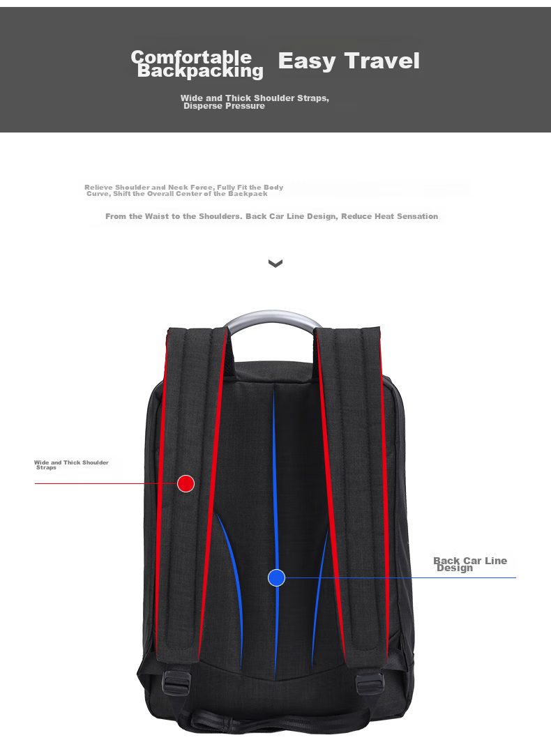 LEXON Men's Business Backpack, 15.6/16 Inch Laptop Bag, Commuter Travel Business Trip Double-Layer Backpack 11