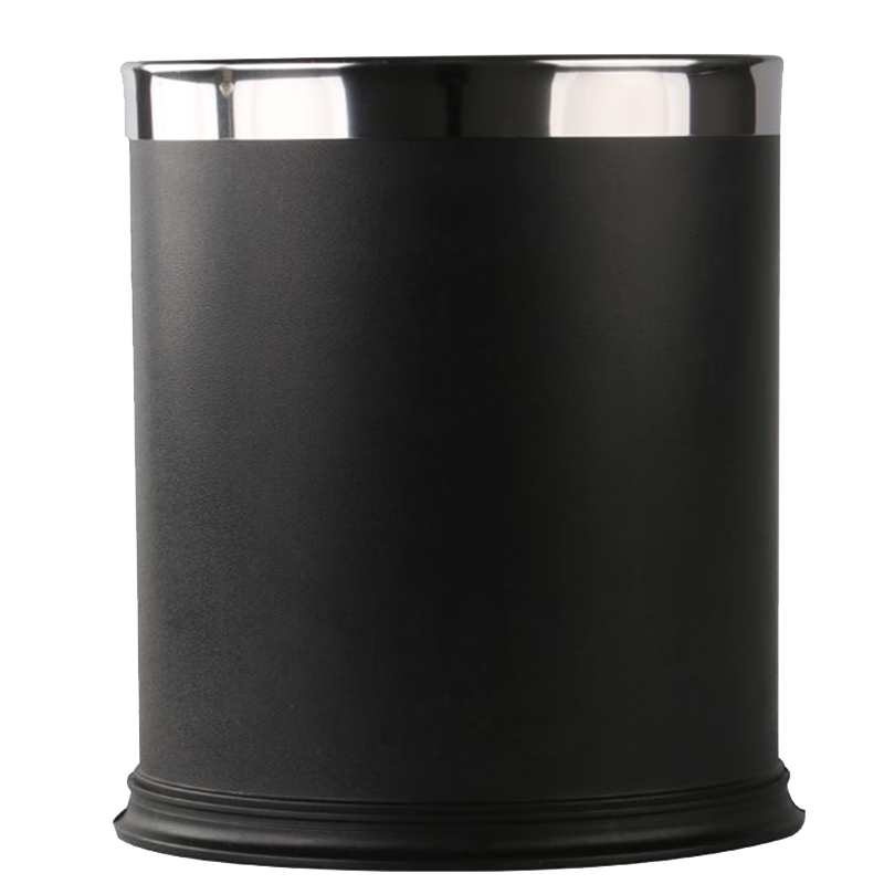 Jiangtingke Double-Layer Press-Ring Trash Can Large 15L Stainless Steel Inner Bucket Household School Mall Hotel KTV Commercial Black 1 Piece