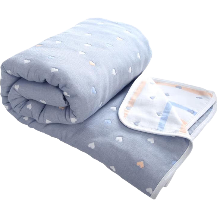 Grace A-Class 3A Antibacterial Six-Layer Cotton Towel Blanket Nap Blanket Summer Quilt Heart Gray 2x2.4m