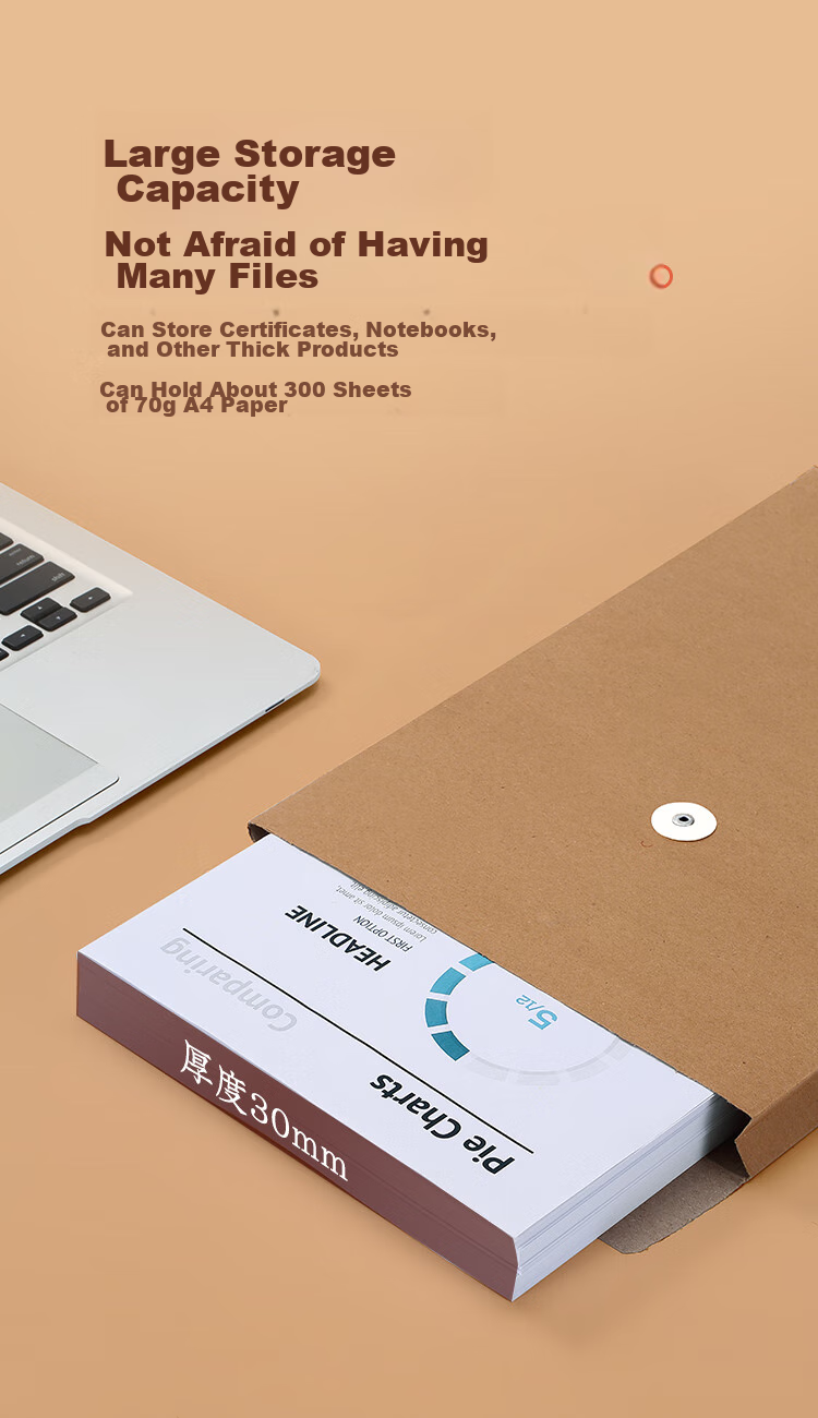 COMIX 50-Pack 175g A4 Vertical Kraft Paper File Folders, 4cm Side Width Document Envelopes/briefcase for Bidding, Tender Documents, Contracts, Receipts Office Stationery EA6074 5