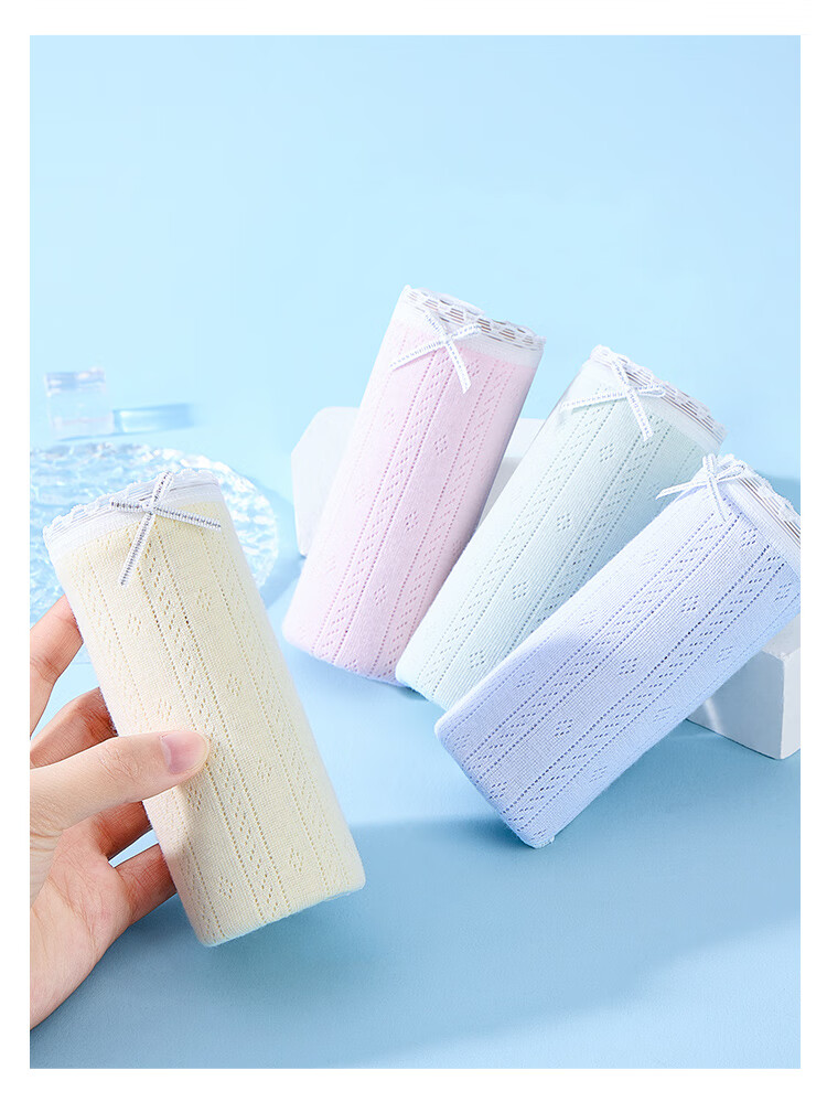 LangSha Girls' Summer Thin Mesh Underwear, High School Student Pure Cotton Antibacterial Triangle Panties, Pack of Four 8