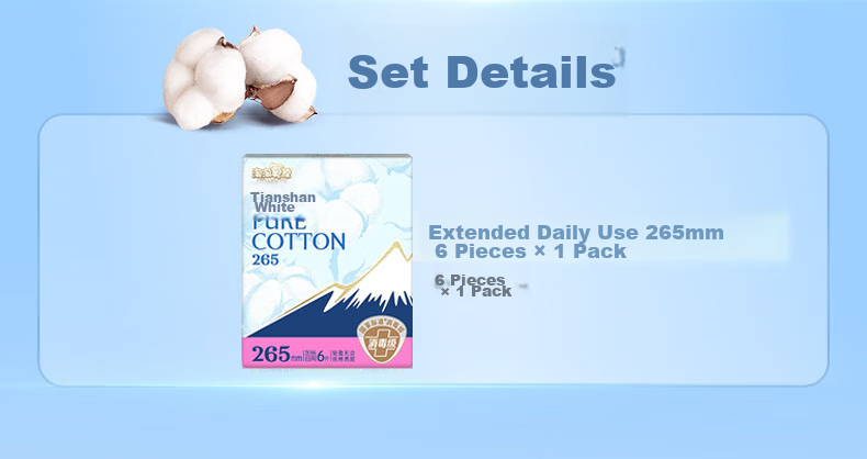 Taotaoyangmian Tianshan White Pure Cotton Disinfection-Grade Sanitary Napkins, Extended Daytime Use, 265mm*6 Pieces, Sold by JD 2