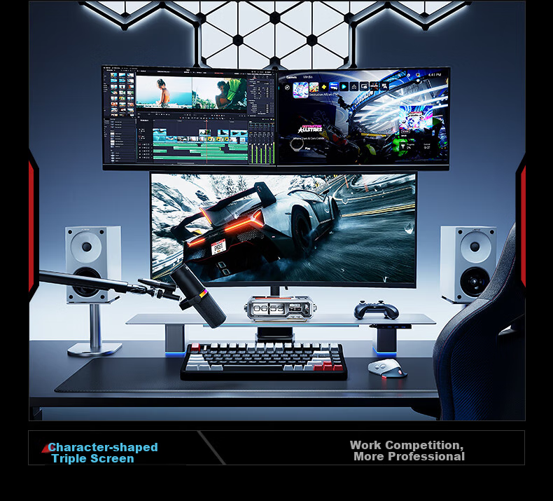 HUMANEX Monitor Stand Upgraded Version, Computer Display Gaming Mechanical Arm Desktop Monitor Height Adjustable Stand, Compatible with 17-35 Inch Yinshi Stand TX02-P2W 10