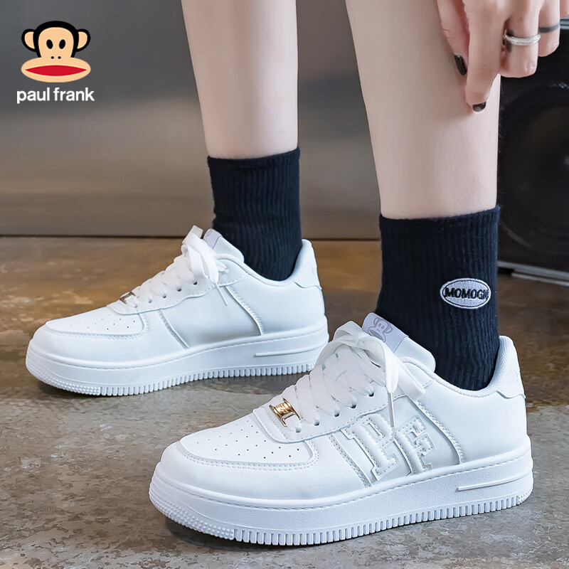 Paul Frank Casual Shoes, Women's White Sneakers, Versatile Couple Style, Men's Campus Fashion Sports Skateboard Shoes, 254U White Women's Size 37