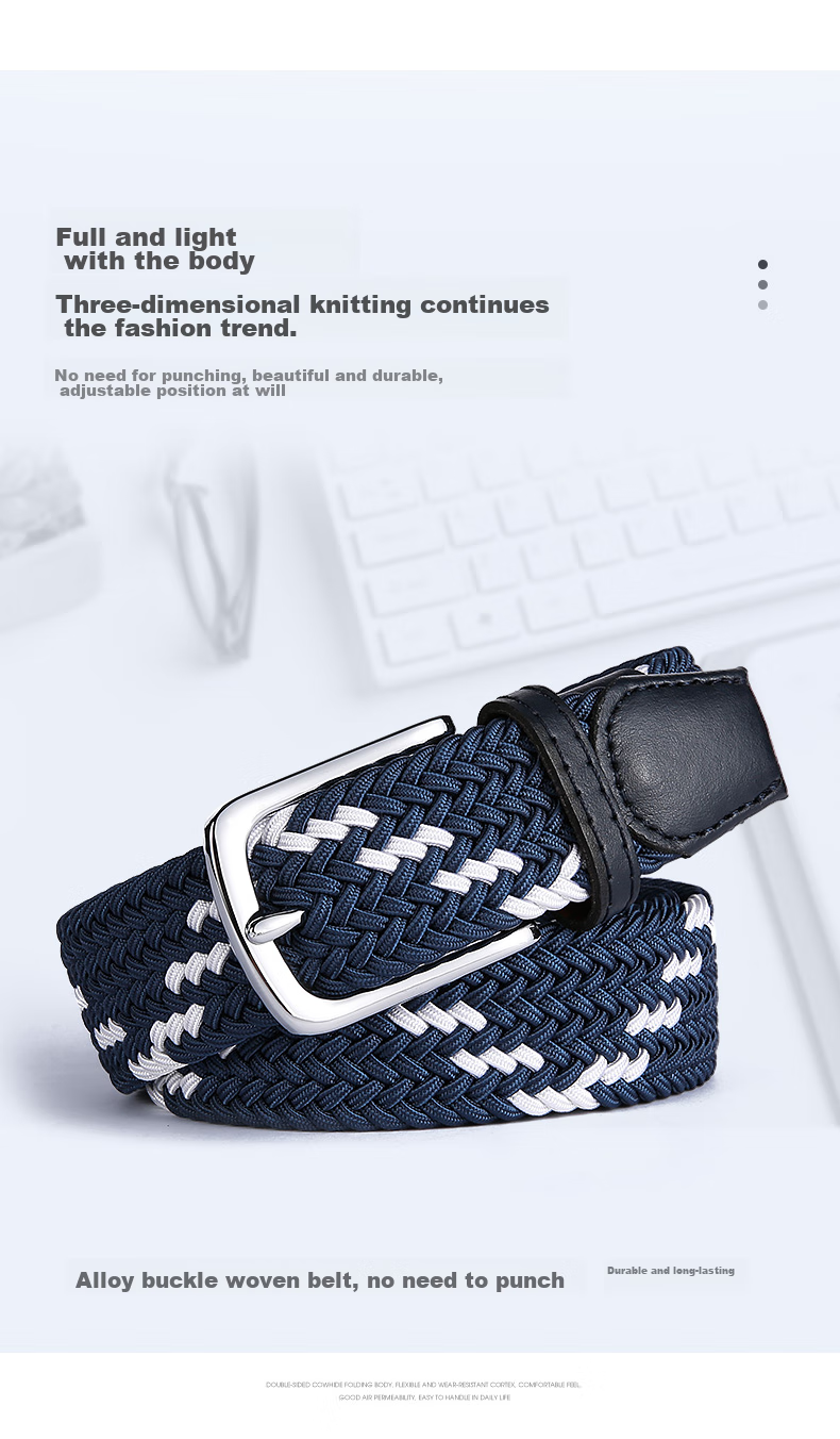 JEEP SPIRIT Men's Canvas Belt, Casual Versatile Waistband, Woven Pin Buckle Trouser Belt for Young And Middle-Aged Men, 130CM, 520 Gift 3