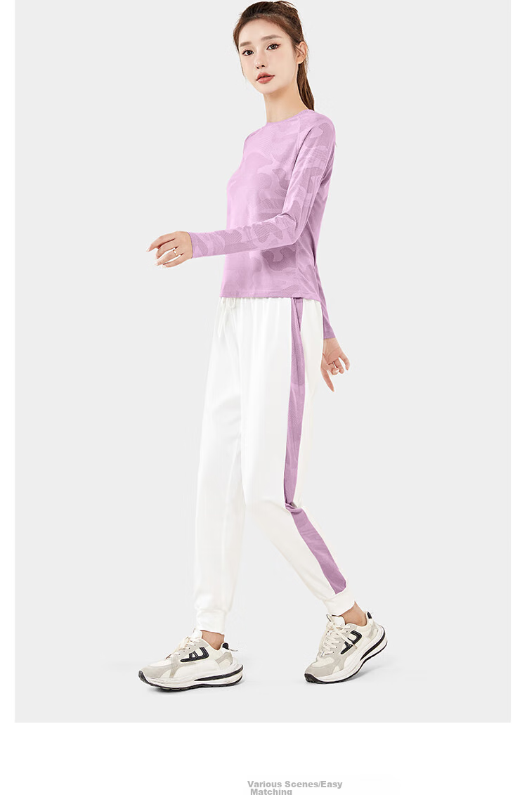 FANDIMU Women's Sports Set Breathable Yoga Fitness Wear Track Training Casual Running Long Sleeve Badminton Outfit Purple S 11