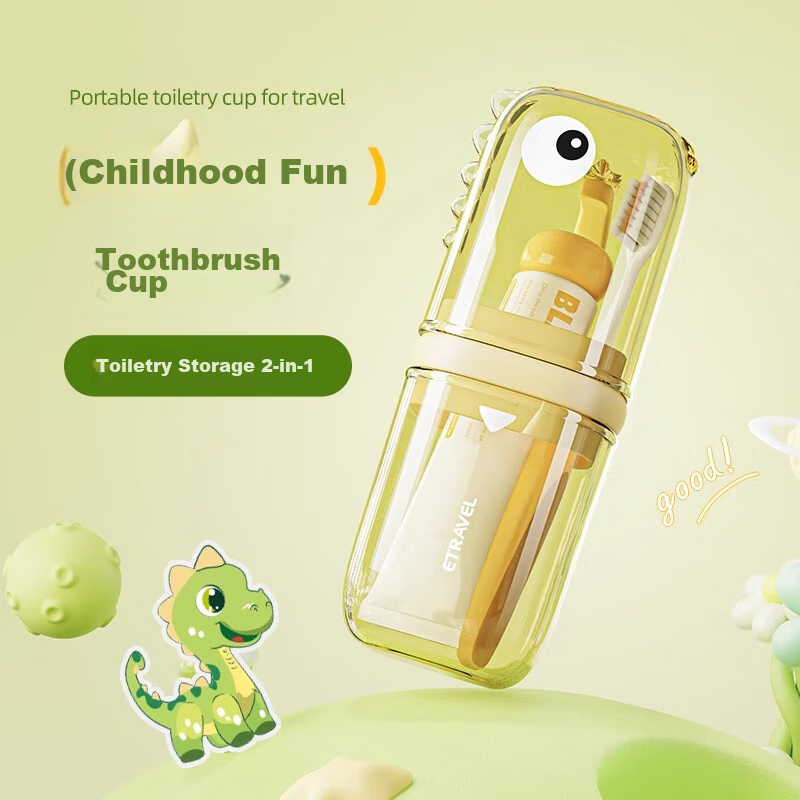 Etravel Travel Convenient Children's Mouthwash Cup, Toothbrush Cup, Baby Washing Cup Set, Empty Cup, Lemon Yellow