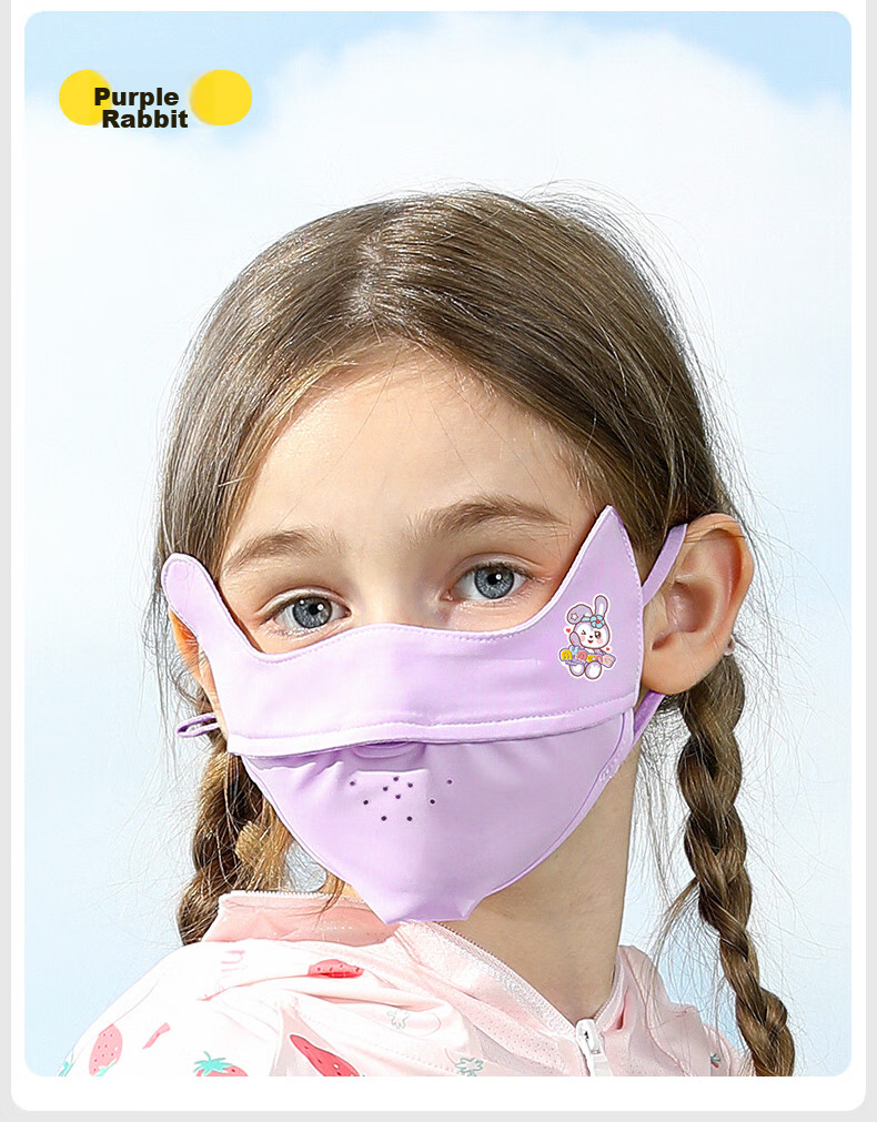 Moremerry Children's Sun Protection Face Mask, Windproof And UV-Resistant, for Boys And Girls, Summer Lightweight Ice Silk Breathable Face Cover, Pink, Size L 15