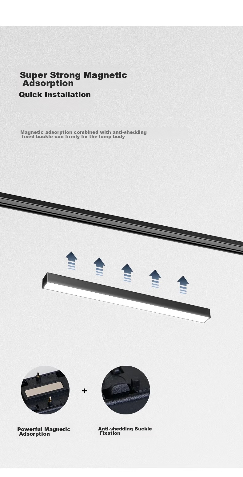JIAOJIAOZHE Ultra-Thin Surface-Mounted Magnetic Track Light, Linear Light for Living Room Home Use, No Ceiling Mounting Required, Main Light Not Needed, 1 Meter Track 13