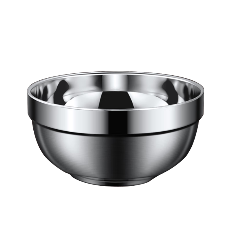 FISDDIS 304 Stainless Steel Double-Layer Anti-Scald Soup Bowl Commercial Spicy Hot Pot Bowl Fast Food Rice Bowl Canteen Serving Bowl 16cm