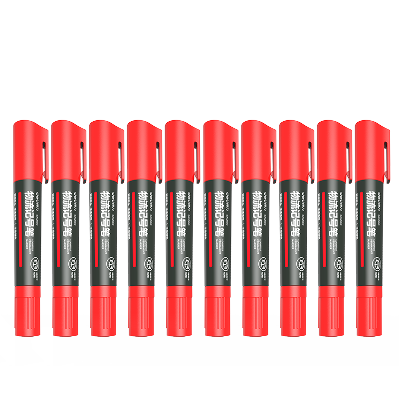 Deli Double-Ended Thick Marker Pen for Express Delivery And Logistics, Office Stationery, Conference Marker, 2.5/1.5mm, Red, 10 Pcs/box, SK200
