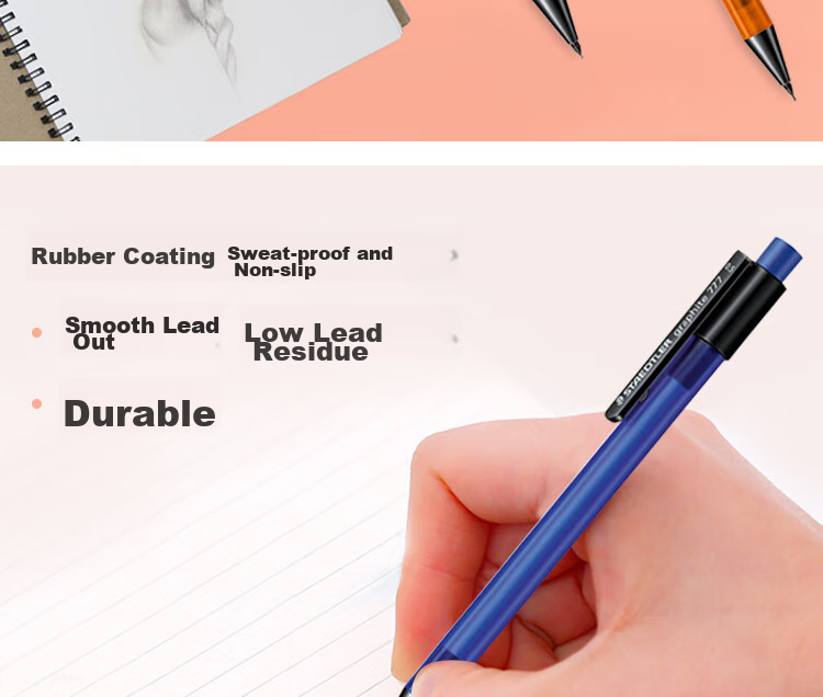 STAEDTLER Mechanical Pencil 0.5mm, Low Center of Gravity, Break-Resistant, Matte Barrel, for Students' Exams, Children, Office Use, Back-To Essential - Gray 77705-8 2