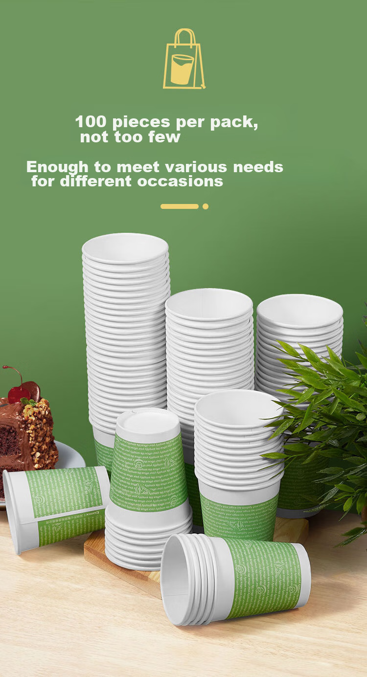 COMIX 100 Pieces 250ml Thick Disposable Paper Cups for Home And Business Use, Water Cups for Office Supplies L302 5