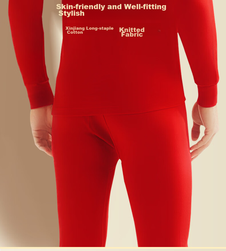 SEPTWOLVES [Hongyun 6 Pieces] Zodiac Year Autumn Underwear Set for Men, Pure Cotton Thermal Underwear for Fall And Winter, Horse Year Outfit 16