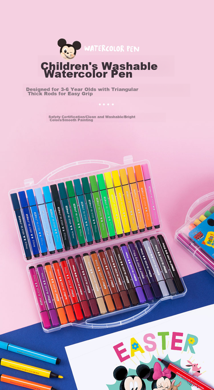 Disney 12-Color Washable Watercolor Markers, Student Coloring Pens, Children's Hexagonal Handle Drawing Pencils, Spider-Man Drawing Pens 2