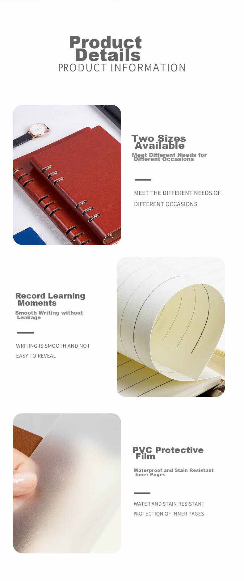 TENGXIONG A5 Loose-Leaf Notebook, Soft Leather Cover, B5 Journal, Detachable Refillable Pages, High-Quality Diary, Business Meeting Notebook, Office Stationery, Work Record Book, Customizable Logo for Enterprises 8
