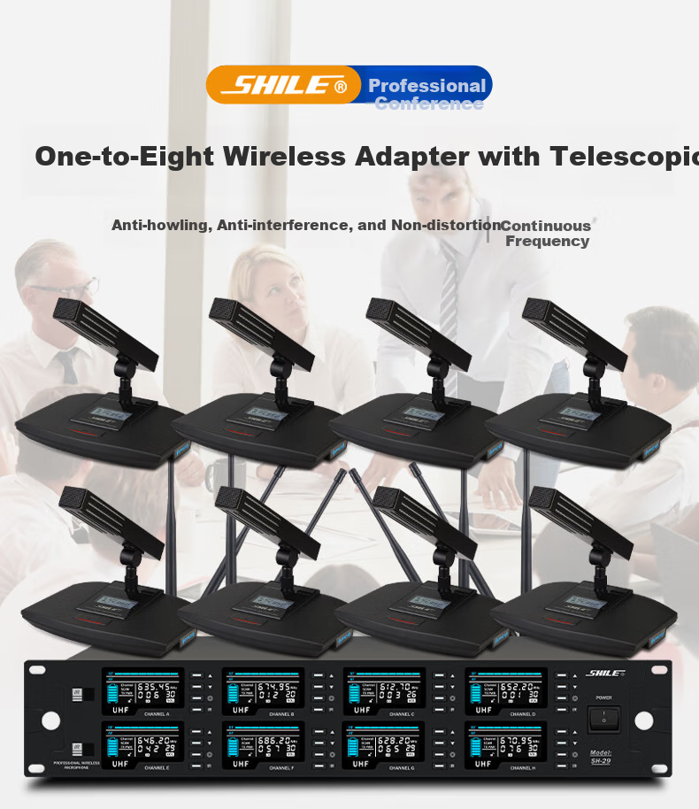 SHILE SH-29 Professional One-To Conference Room Lectern Microphone, Wireless U-Segment Corporate Meeting Desktop Gooseneck Microphone Square Pole Type 1