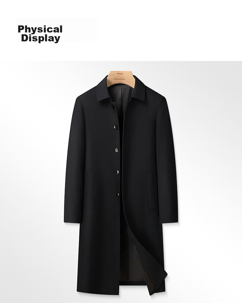 FIRS [Extended Over-Knee] Trench Coat for Men, Spring And Autumn Mid-Length Lapel Executive Overcoat, Business Casual Coat, Men's Outerwear 8