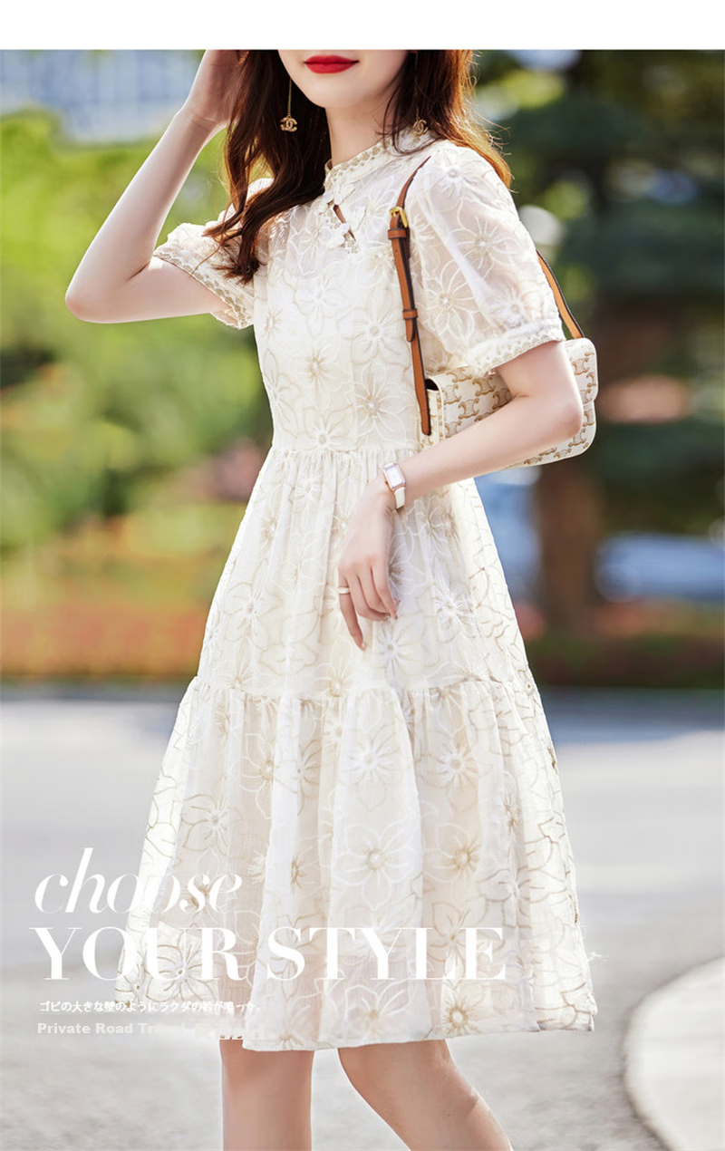Dme [Yuejian Bai Zhi] Summer Chinese-Style New Modernized Qipao Dress Elegant Lady A-Line Women's Dress 2