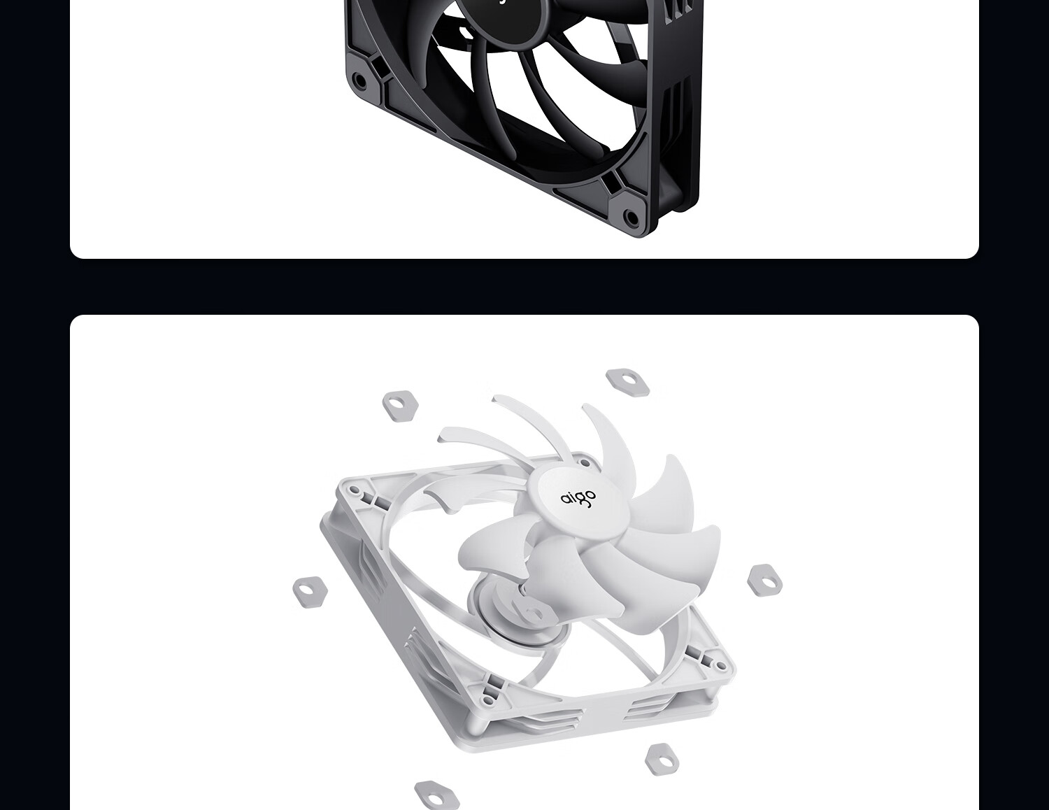 Aigo Aurora Z13 PRO Black Straight Blade ARGB 5v 3-Pin Motherboard Sync Computer Case Fan 12CM/PWM Temperature Control/Unlimited Mirror 5