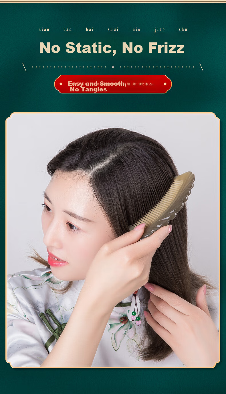 Danpo Pure Natural Authentic Ox Horn Comb for Women, Birthday Gift for Girlfriend Or Wife, Thoughtful High-End Mother's Day Gift, New 2026 Teacher's Day Gift for Female Teachers, Premium Practical Gift Box 5