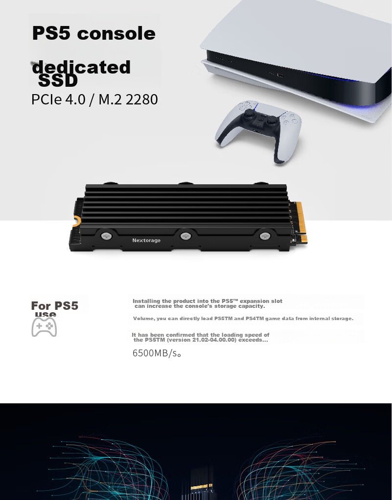 Nextorage 1TB SSD Solid State Drive PS5 Expansion Hard Drive M.2 Interface (NVMe Protocol PCIe 4.0) with Heatsink, Xuan Yin Series NEM-PAVC1TB 3