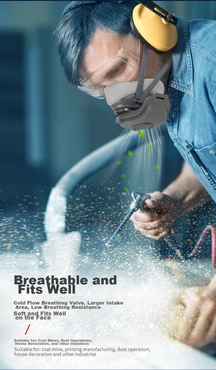 Qiutong Dust Mask Respirator for Industrial Dust, Construction, Cement, Coal Mining, Woodworking And Grinding, Includes 25 Pieces of KN95 Filter Cotto 4