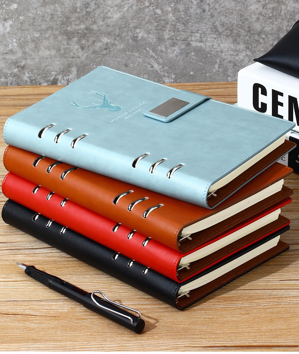 Longe Loose-Leaf Notebook A5, Detachable Pages, Journal, Stationery, Office Meeting Record Book, Customizable Logo, A5 Black 8