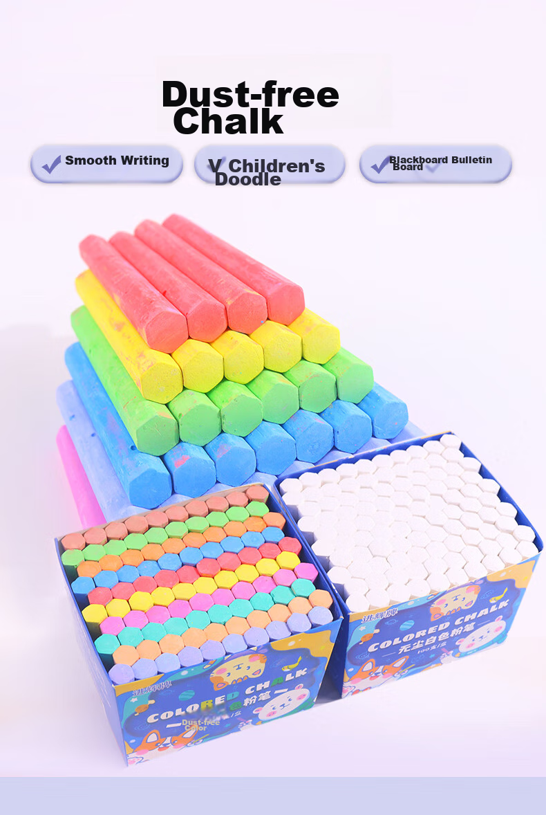 Touch Fish Large Chalk Markers for Children's Teaching And Drawing, White And Colored Wooden Steel Tube Ship Markers for Outdoor Graffiti, Large Chalk Markers (Red, 20 Pieces/box) 1