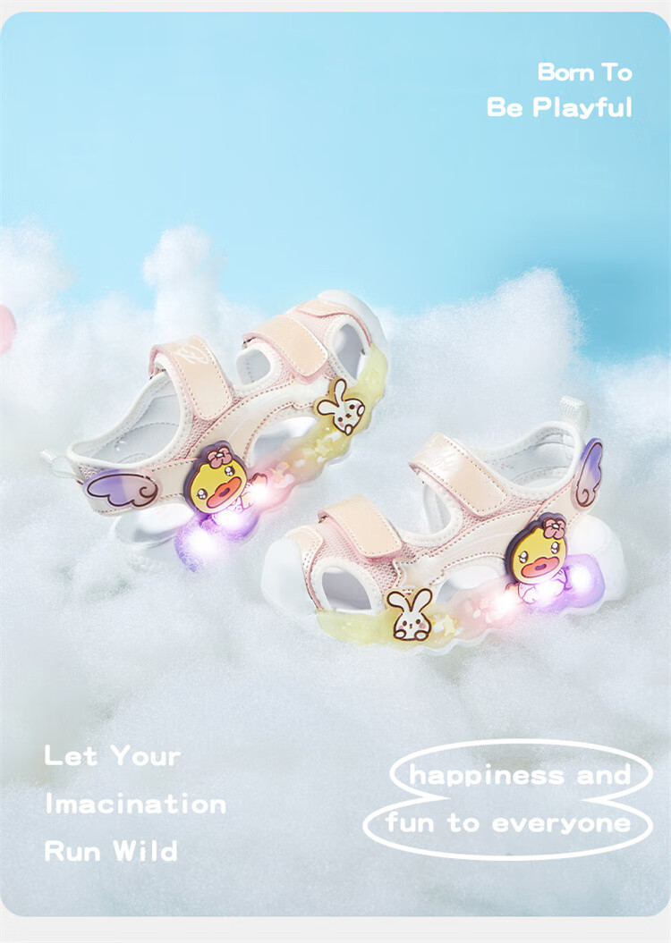 B.Duck Children's Sandals, Cartoon Fashionable Shoes for Boys And Girls, Summer Closed-Toe Beach Shoes, 5006 White-Pink, Size 30 23