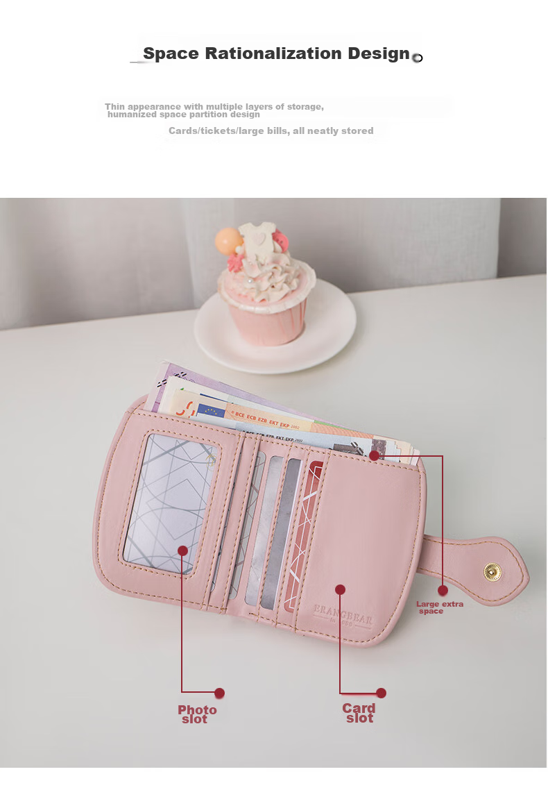 Xiaoxiongyilian Women's Wallet, New Cute Fabric Design, Multifunctional Card Holder, Mini Compact Exquisite Short Coin Purse, Christmas Gift 16