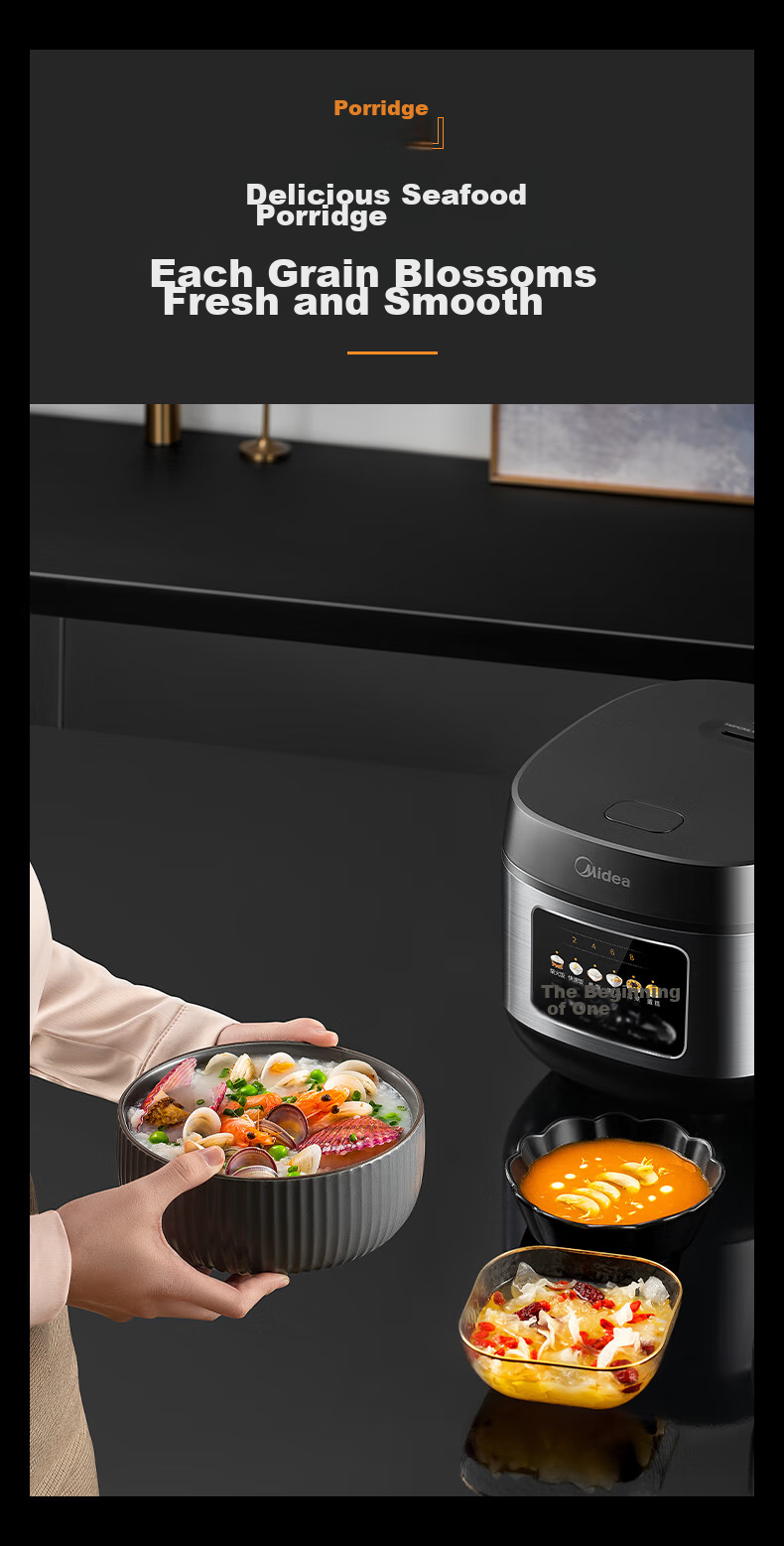 Midea Micro-Pressure Rice Cooker for 3-10 People, Large Capacity Household Electric Rice Cooker, Smart Reservation, Multi-Functional for Soup Cooking, Rice, Grains, Porridge, Versatile Pot, Metal Body 13