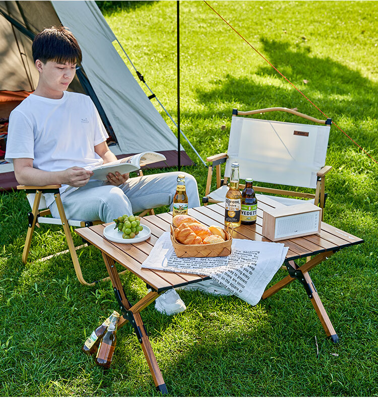 Suncojia Outdoor Folding Table, Aluminum Alloy Roll-Up Table, Portable Foldable, Wilderness Dining Table, Table And Chairs 2