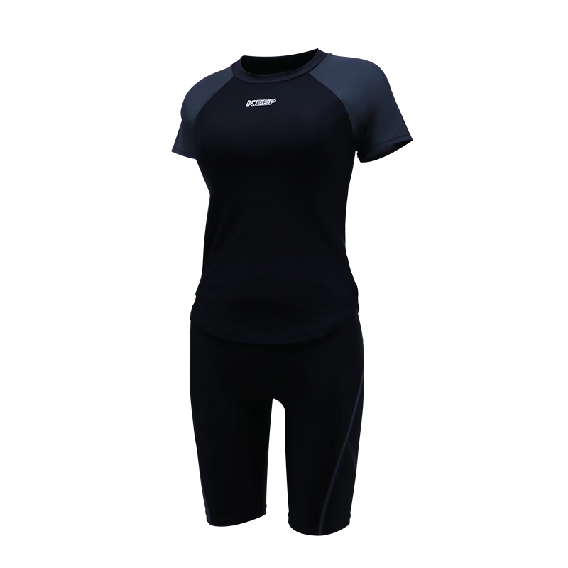 Keep Women's Two-Piece Knee-Length Conservative Plus Size Professional Swimsuit, Concealing, Sun Protection Swimwear, 246 Black, L