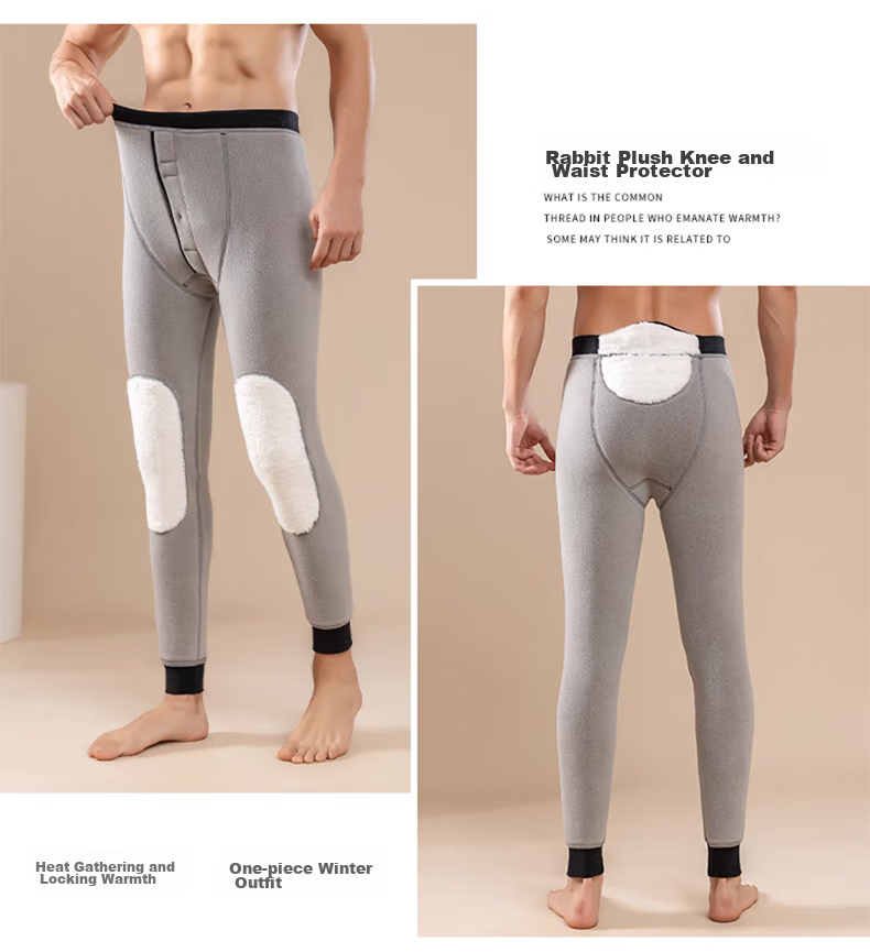 LangSha Thermal Underwear for Men [2026 Fall New Arrival], Fleece-Lined Thick Graphene Knee Protection Base Layer Pants, Extra Thick Cotton Pants for Northeast China 26