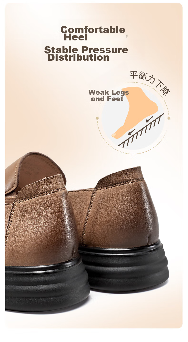 Eierkang Middle-aged and Elderly Women's Soft Sole Leather Shoes 16882W Off-white Size 39 5