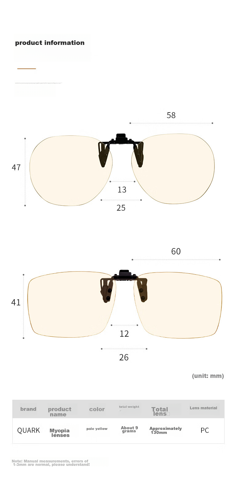Quark Official [US Patent Black Lenses] Myopia Clip-On Glasses with Blue Light Blocking And UV Protection Sm9502 14